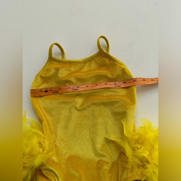Jazzamatazz -Dance/Figure Skating Costume - Yellow Velvet-Tulle & Feather Skirt - Picture 8 of 9